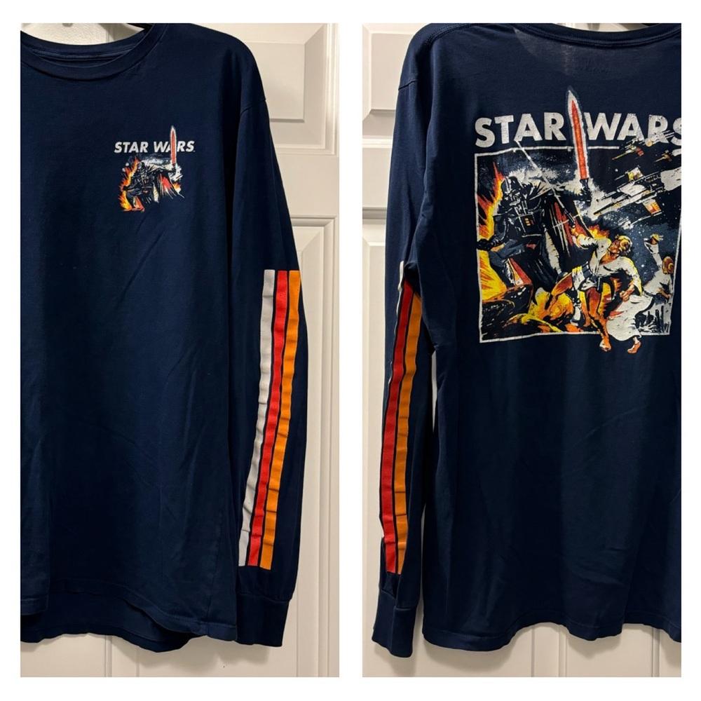 Star Wars Graphic Vintage T Shirt Light Saber Battle Luke Darth Vader Men Size L